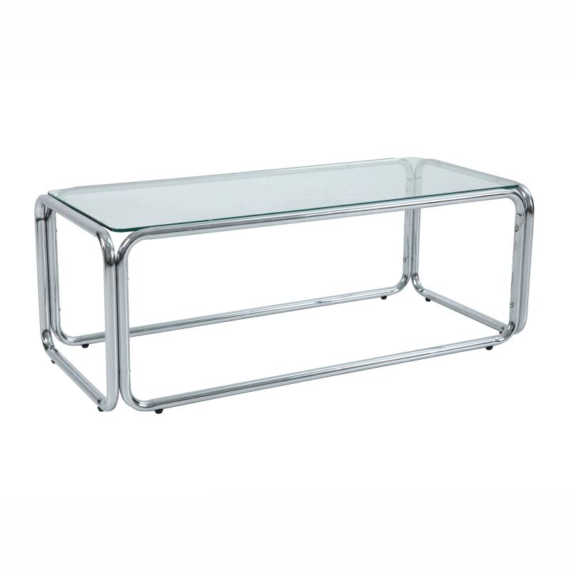 Table basse en verre trempé rectangulaire 110x50 cm 
