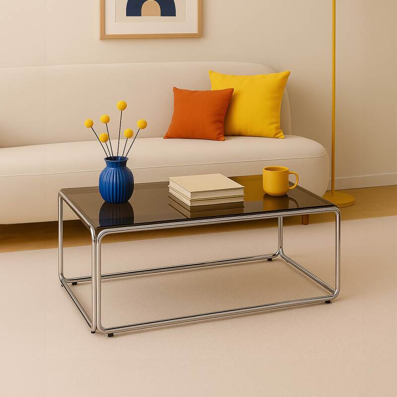 Table basse en verre trempé rectangulaire 110x50 cm 