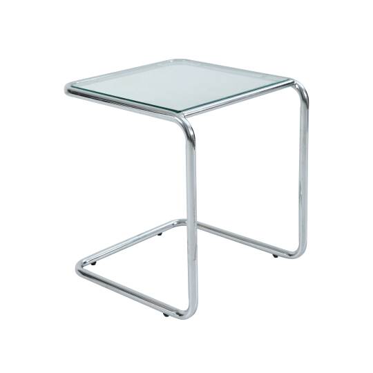Table d'appoint en verre trempé carrée 50x46 cm | Oviala