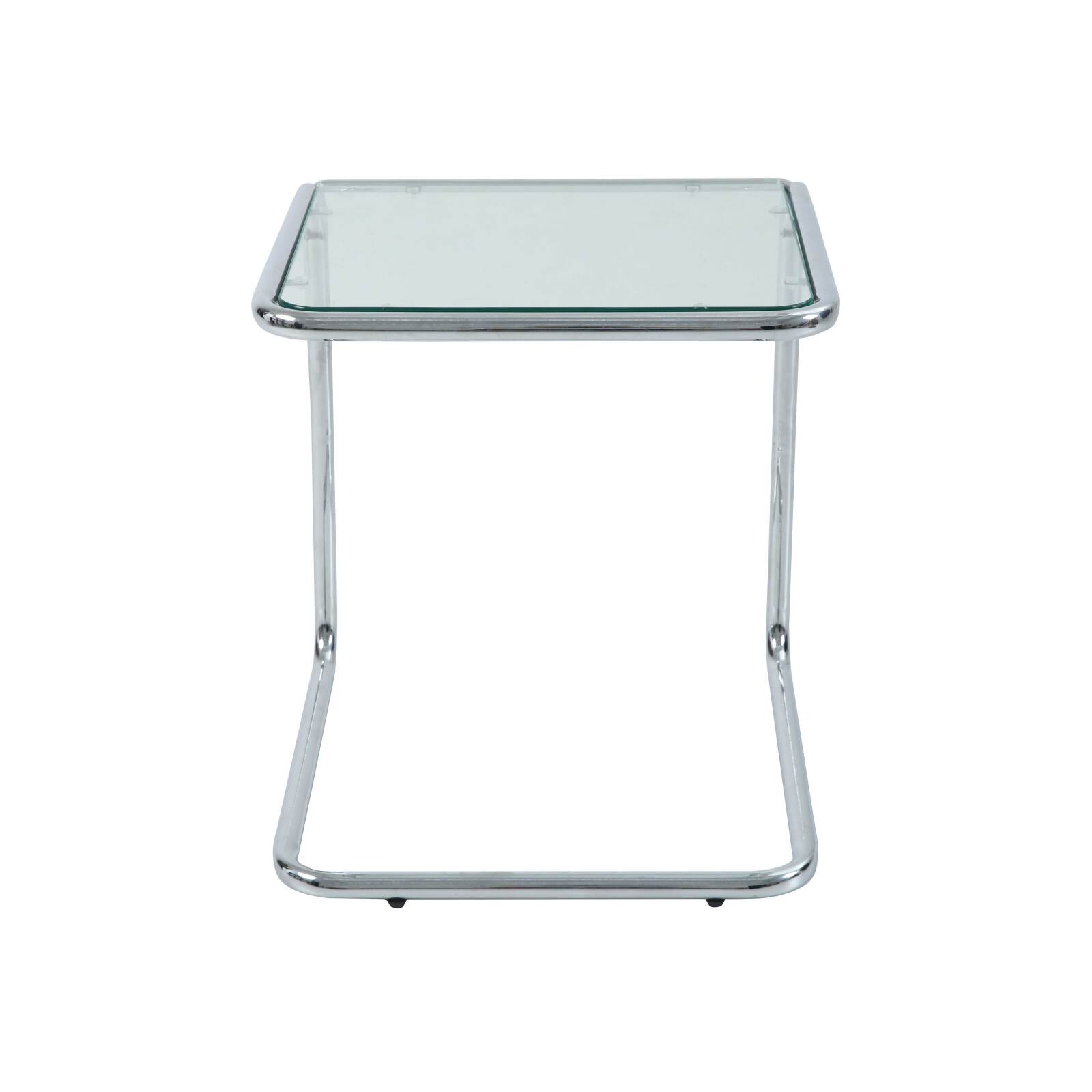 Table d'appoint en verre trempé carrée 50x46 cm 