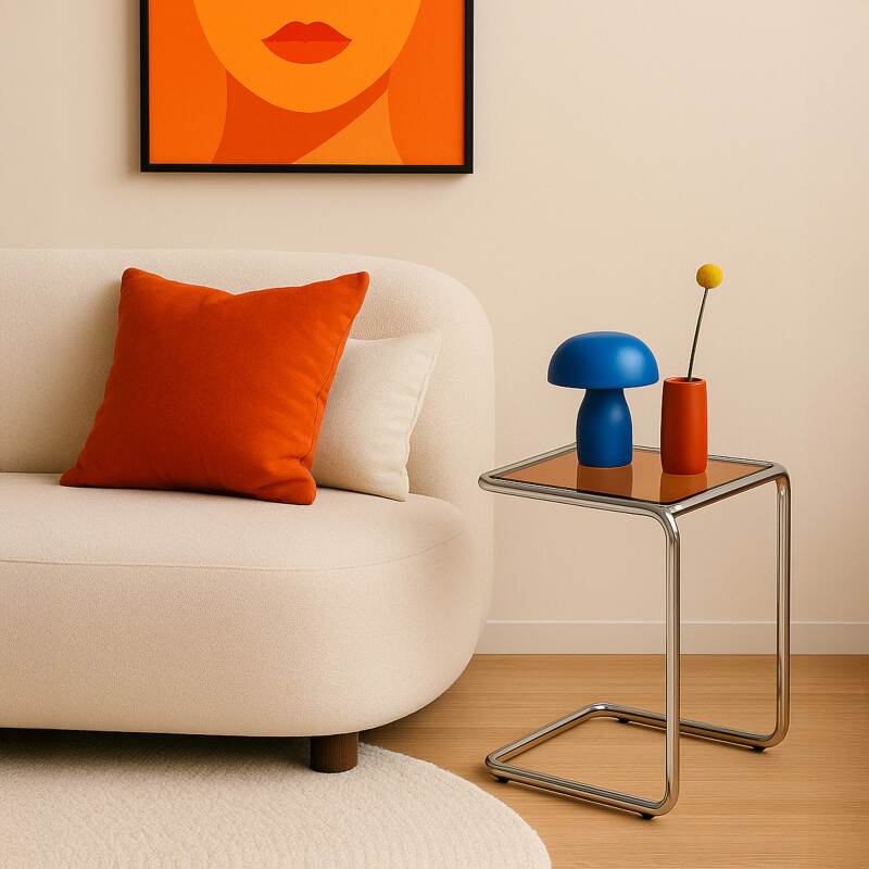 Table d'appoint en verre trempé carrée 50x46 cm 