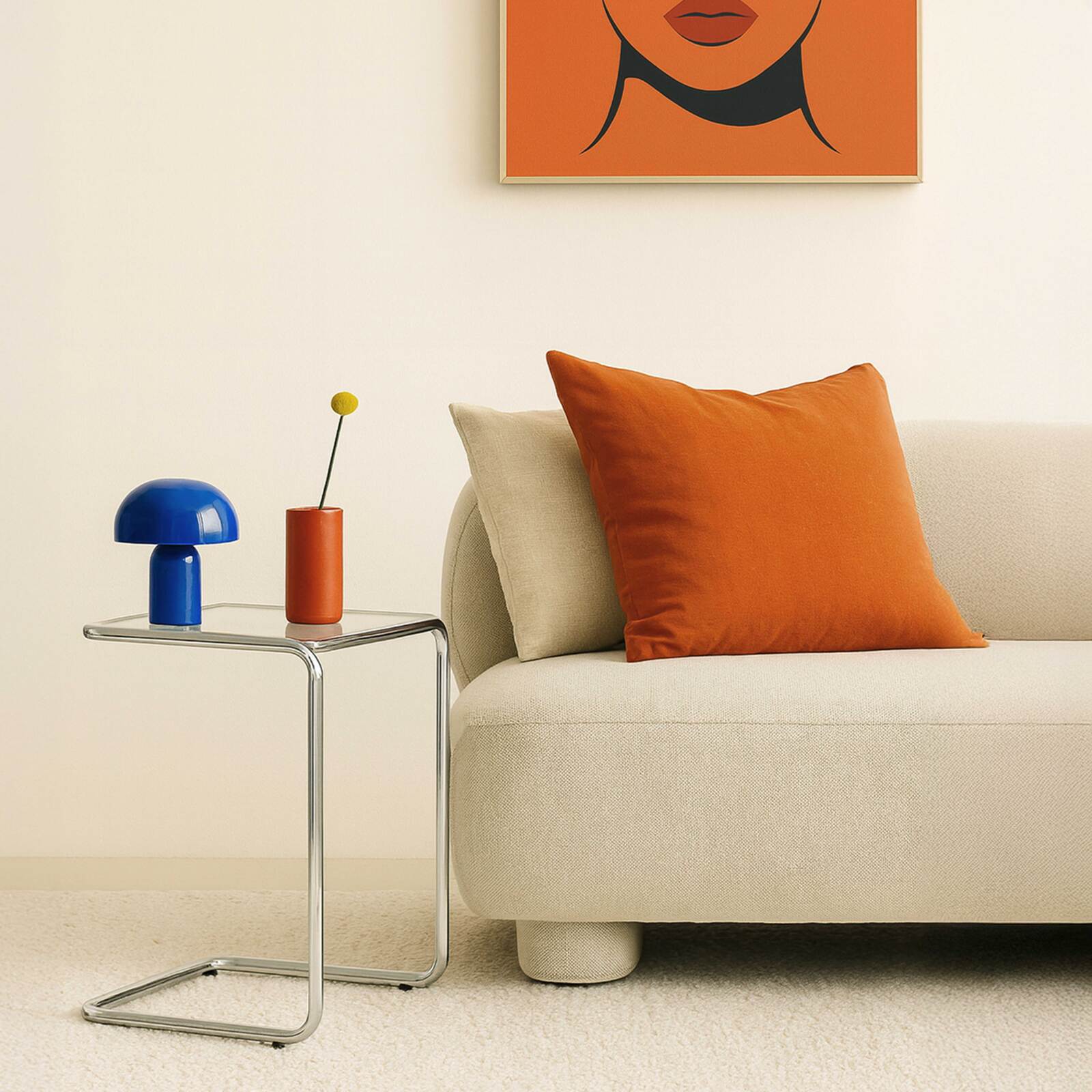 Table d'appoint en verre trempé carrée 50x46 cm 