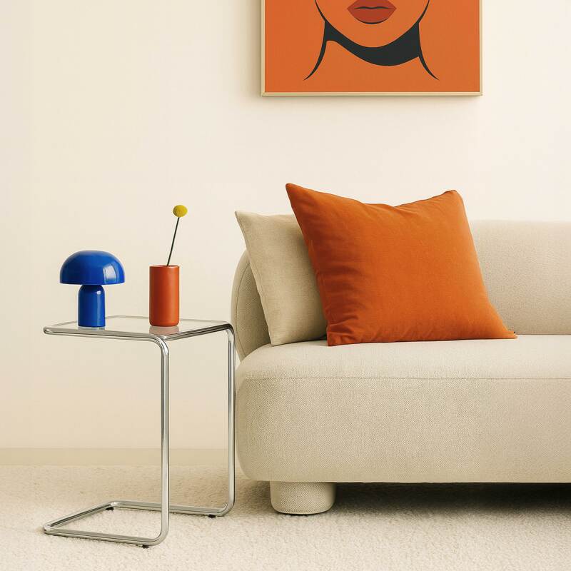 Table d'appoint en verre trempé carrée 50x46 cm 