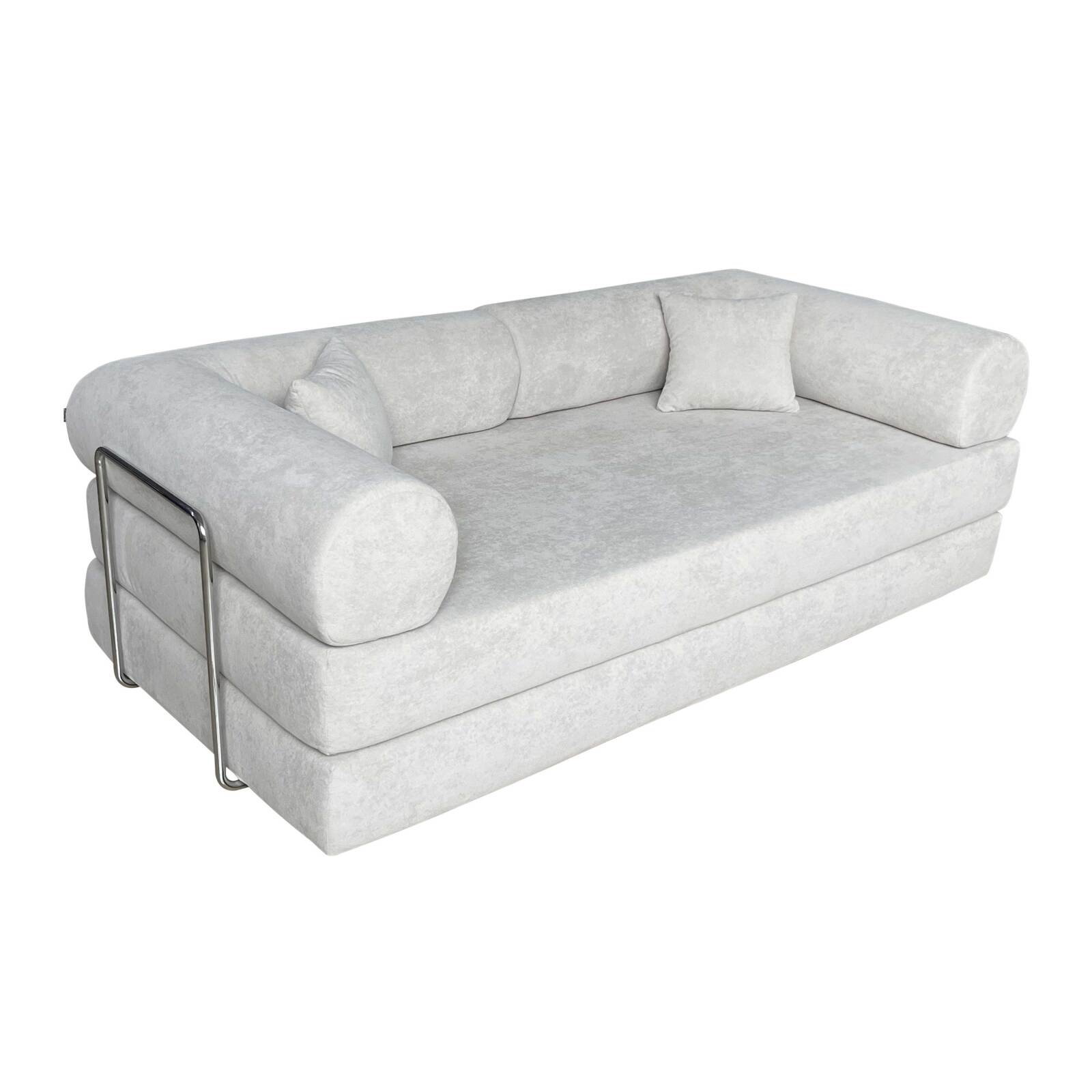 Canapé convertible 2 places en tissu avec coussins 