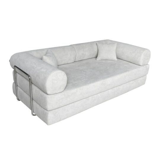 Canapé convertible 2 places en tissu avec coussins