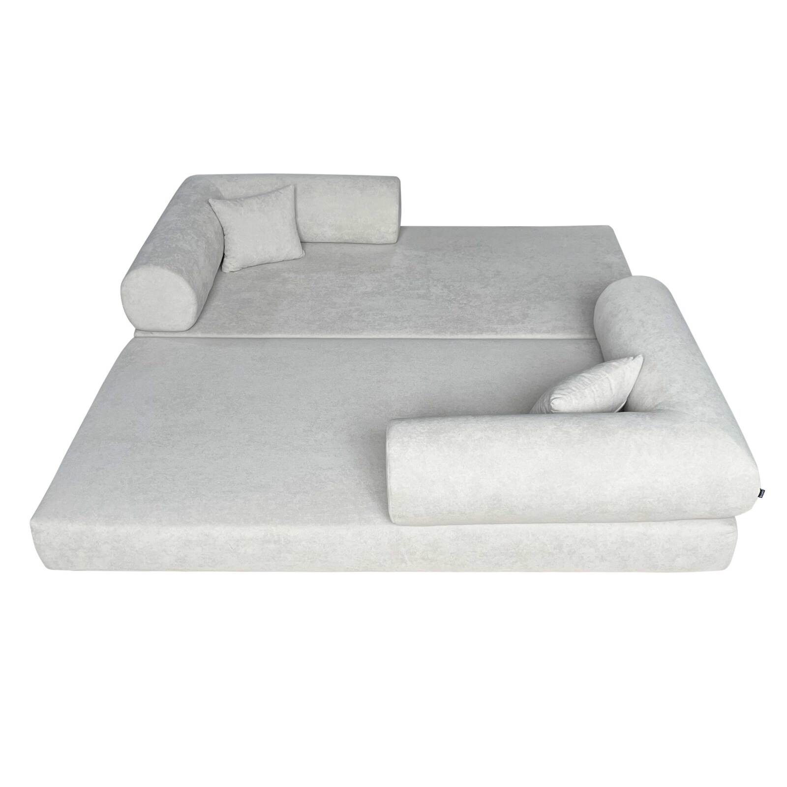 Canapé convertible 2 places en tissu avec coussins 