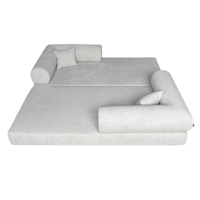 Canapé convertible 2 places en tissu avec coussins  (5/8)