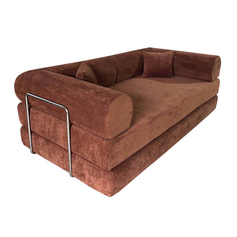 Canapé convertible 2 places en tissu avec coussins 