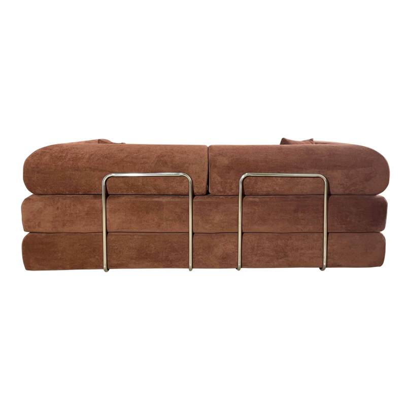 Canapé convertible 2 places en tissu avec coussins