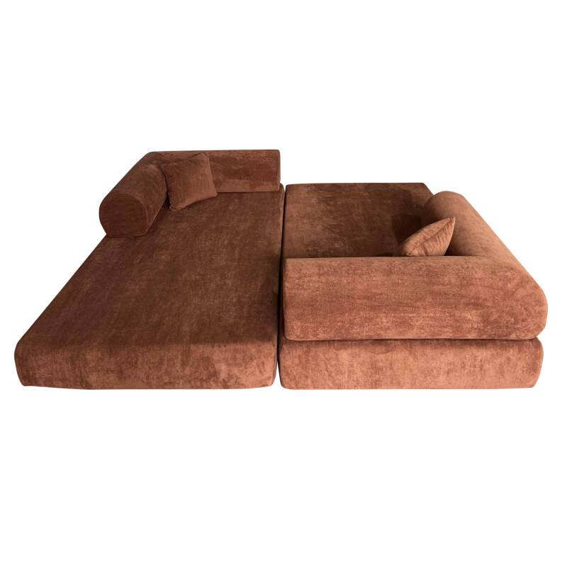Canapé convertible 2 places en tissu avec coussins