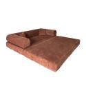 Canapé convertible 2 places en tissu avec coussins
