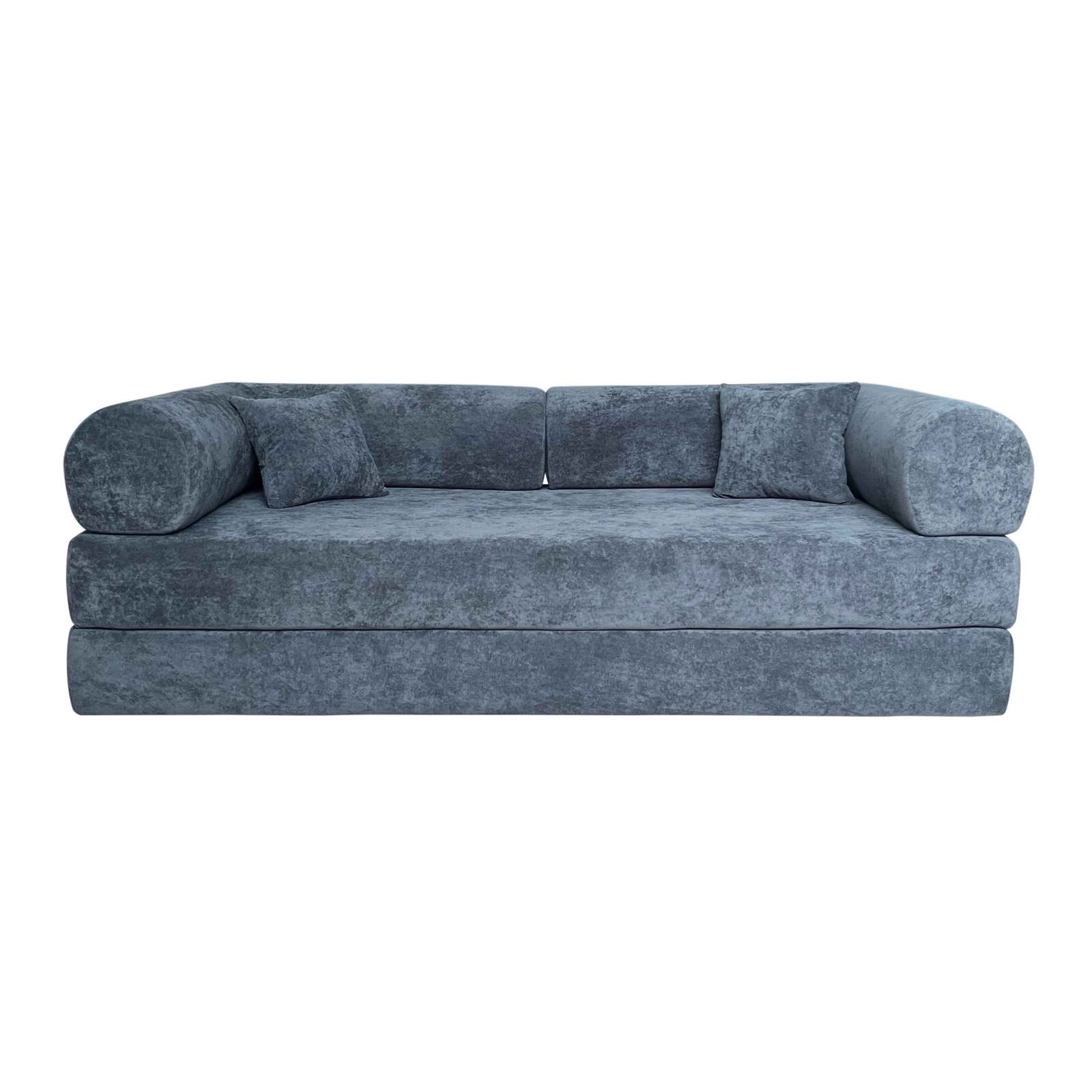 Canapé convertible 2 places en tissu avec coussins 