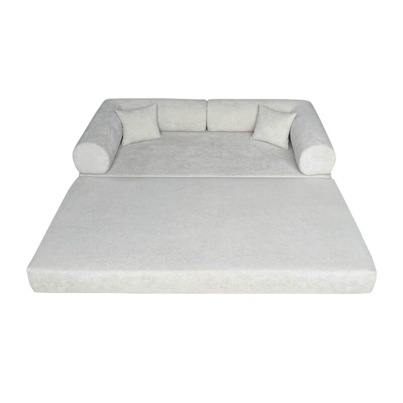 Canapé convertible 2 places en tissu avec coussins  (6/8)