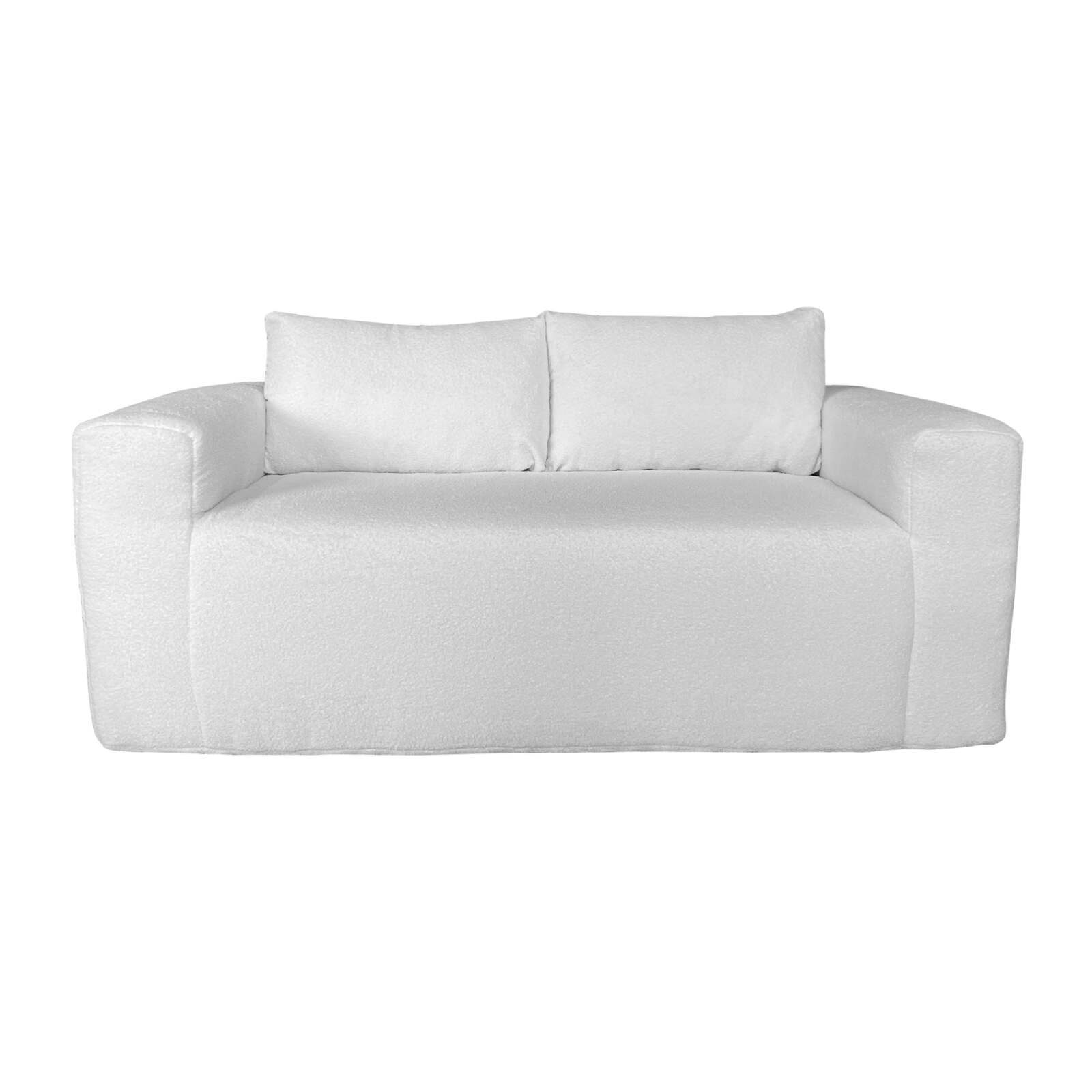 Canapé 2 places en tissu bouclette avec coussins Canapé 2 places en tissu bouclette avec coussins