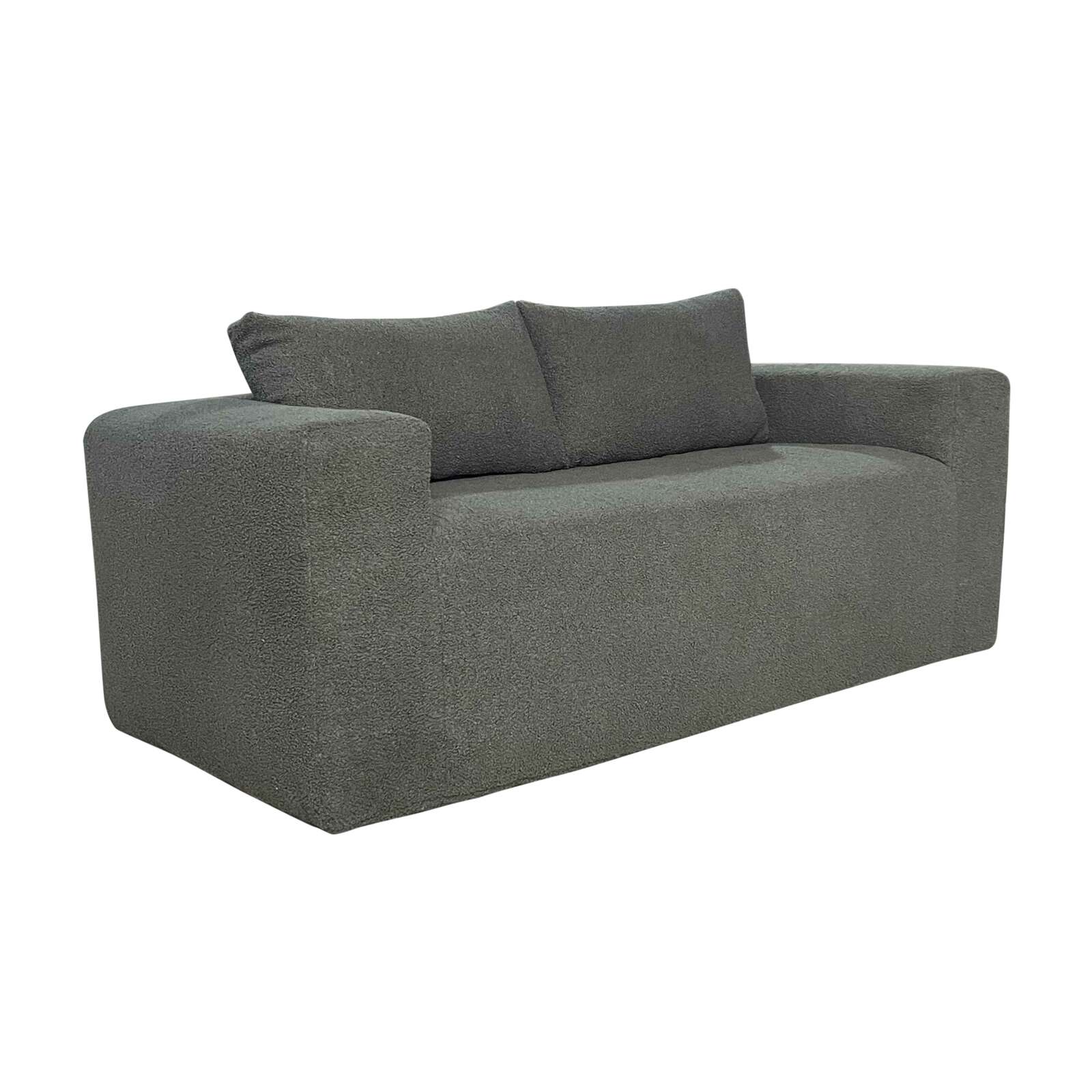 Canapé 2 places en tissu bouclette avec coussins