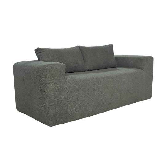 Canapé 2 places en tissu bouclette avec coussins