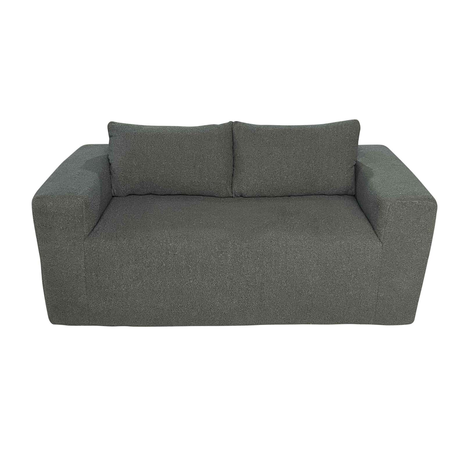 Canapé 2 places en tissu bouclette avec coussins