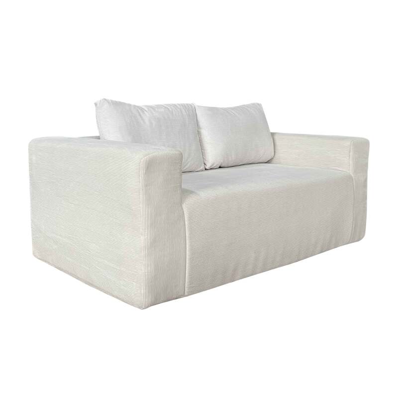 Canapé 2 places en tissu côtelé avec coussins
