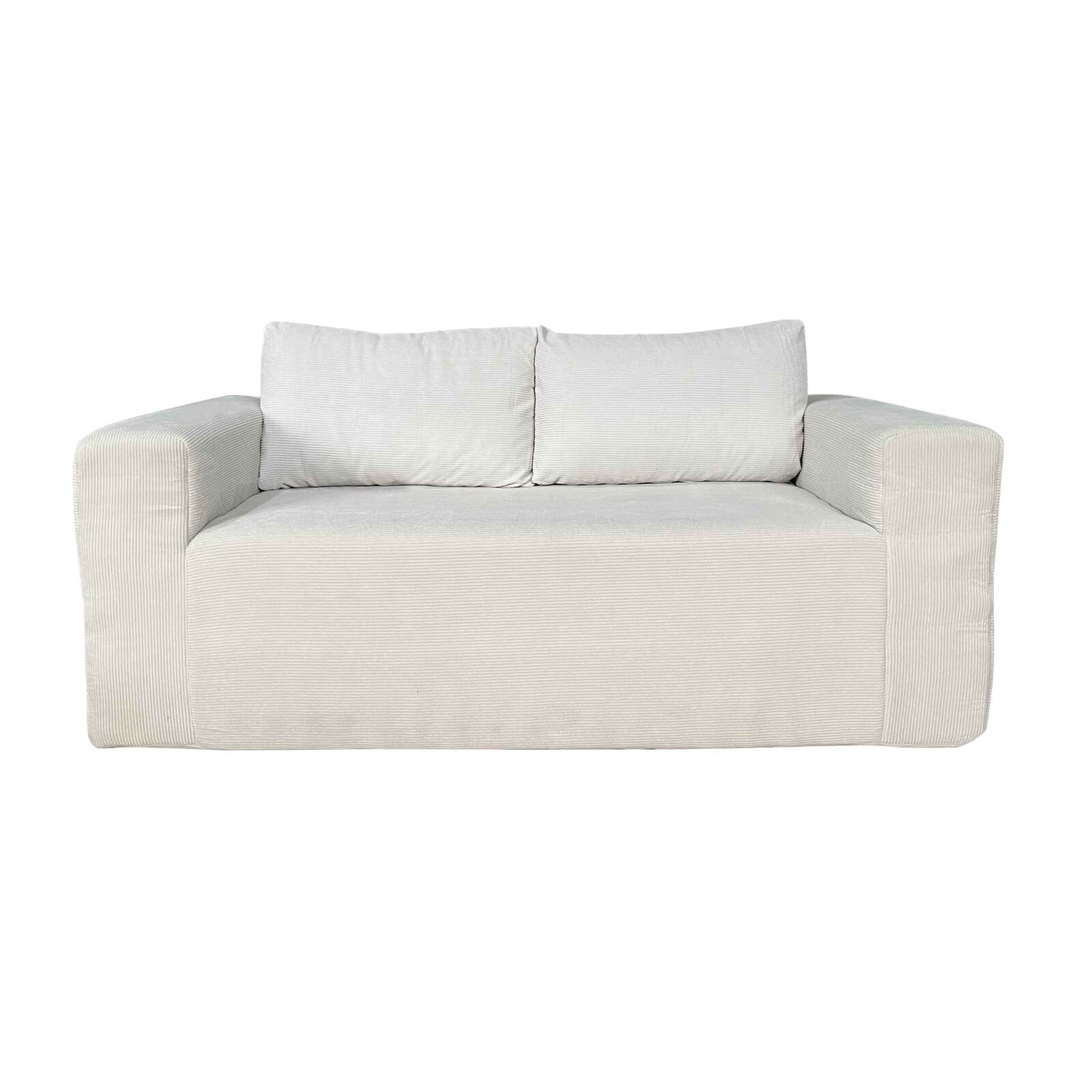 Canapé 2 places en tissu côtelé avec coussins Canapé 2 places en tissu côtelé avec coussins