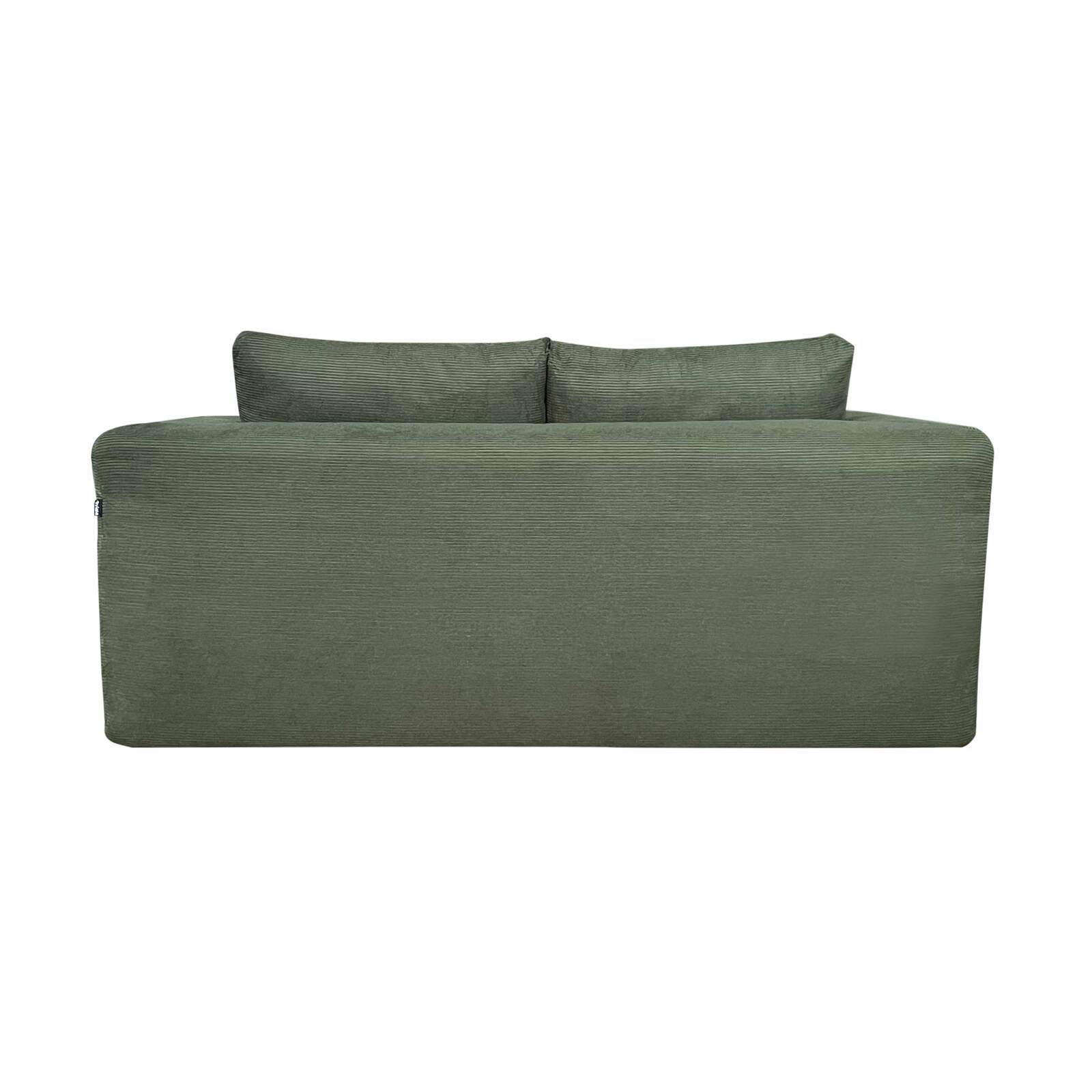 Canapé 2 places en tissu côtelé avec coussins