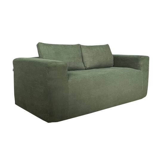 Canapé 2 places en tissu côtelé avec coussins | Oviala