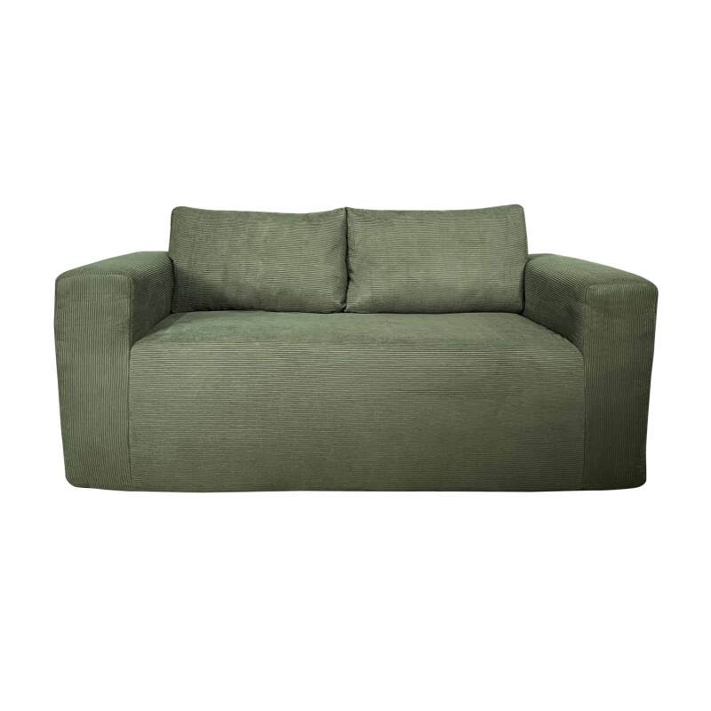 Canapé 2 places en tissu côtelé avec coussins (3/5)