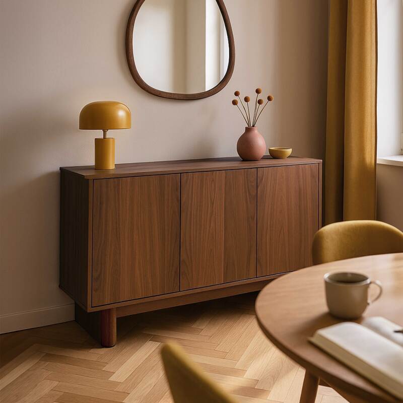 Buffet scandinave effet bois 3 portes 120 cm  