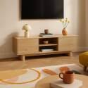 Meuble TV effet bois 160 cm style scandinave