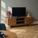 Meuble TV effet bois 160 cm style scandinave