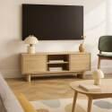 Meuble TV effet bois 160 cm style scandinave
