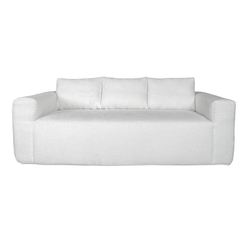 Canapé 3 places en tissu bouclette avec coussins
