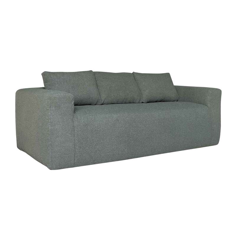 Canapé 3 places en tissu bouclette avec coussins