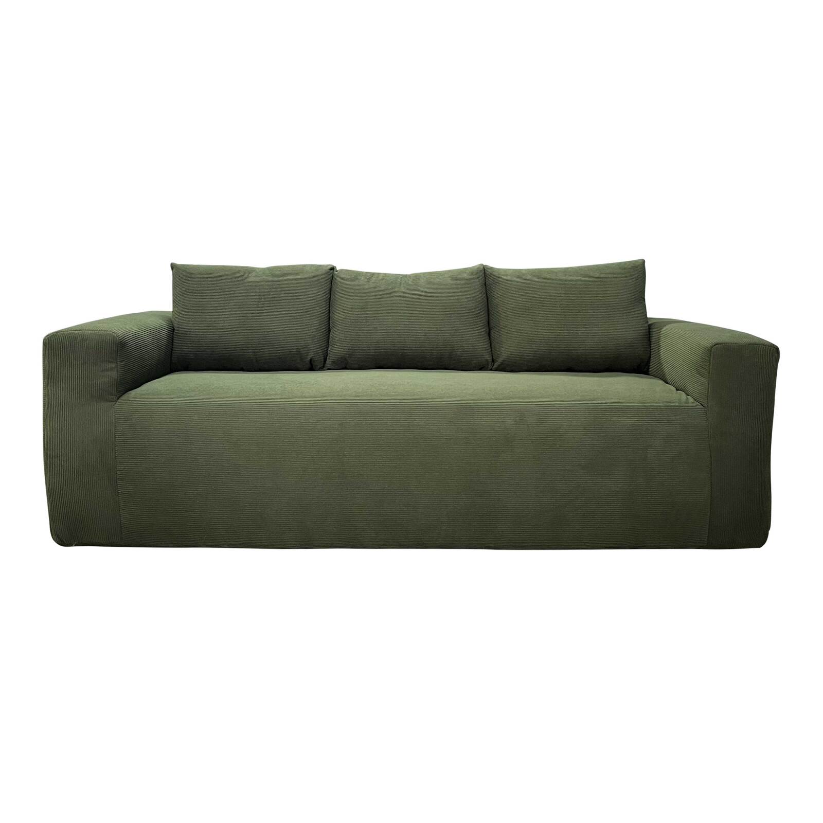 Canapé 3 places en tissu côtelé avec coussins