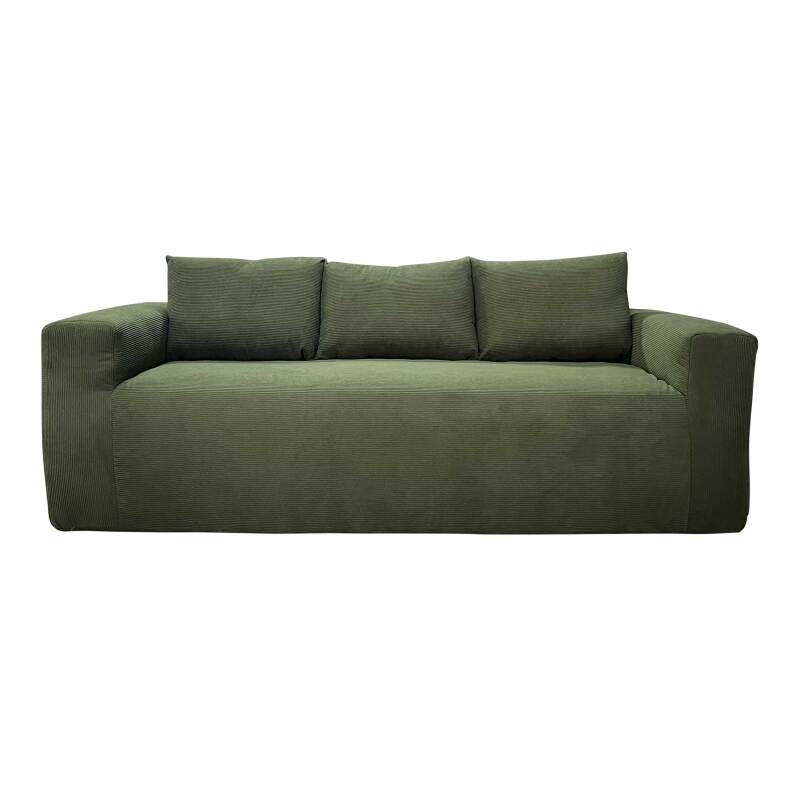 Canapé 3 places en tissu côtelé avec coussins