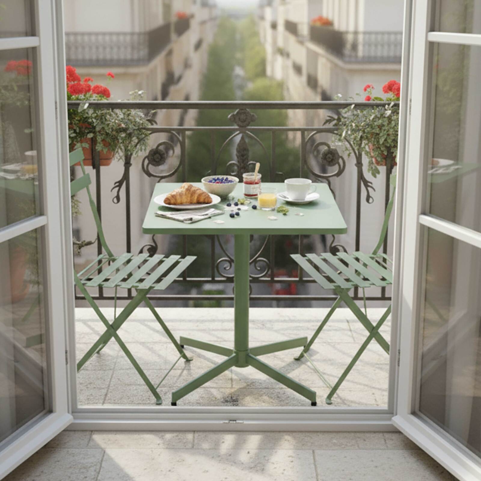 Table de jardin carrée inclinable en métal 4 personnes 70x70 cm