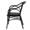 Chaise de jardin bistrot en aluminum et rotin synthétique avec accoudoirs