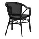 Chaise de jardin bistrot en aluminum et rotin synthétique avec accoudoirs