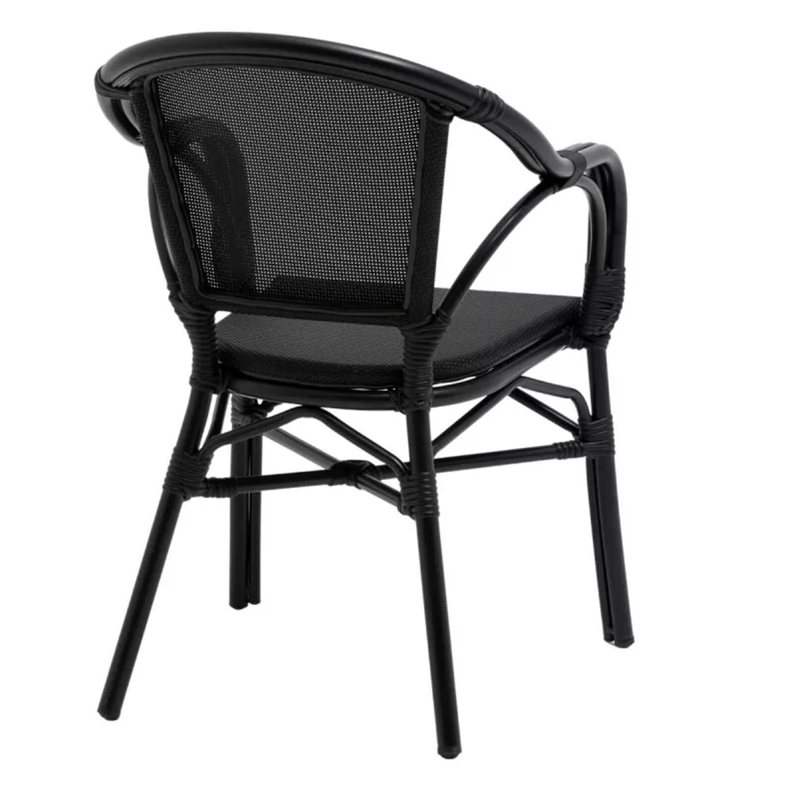 Chaise de jardin bistrot en aluminum et rotin synthétique avec accoudoirs