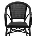 Chaise de jardin bistrot en aluminum et rotin synthétique avec accoudoirs