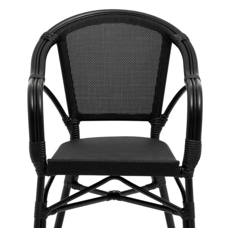 Chaise de jardin bistrot en aluminum et rotin synthétique avec accoudoirs (2/4)