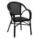 Chaise de jardin bistrot en aluminum et rotin synthétique avec accoudoirs