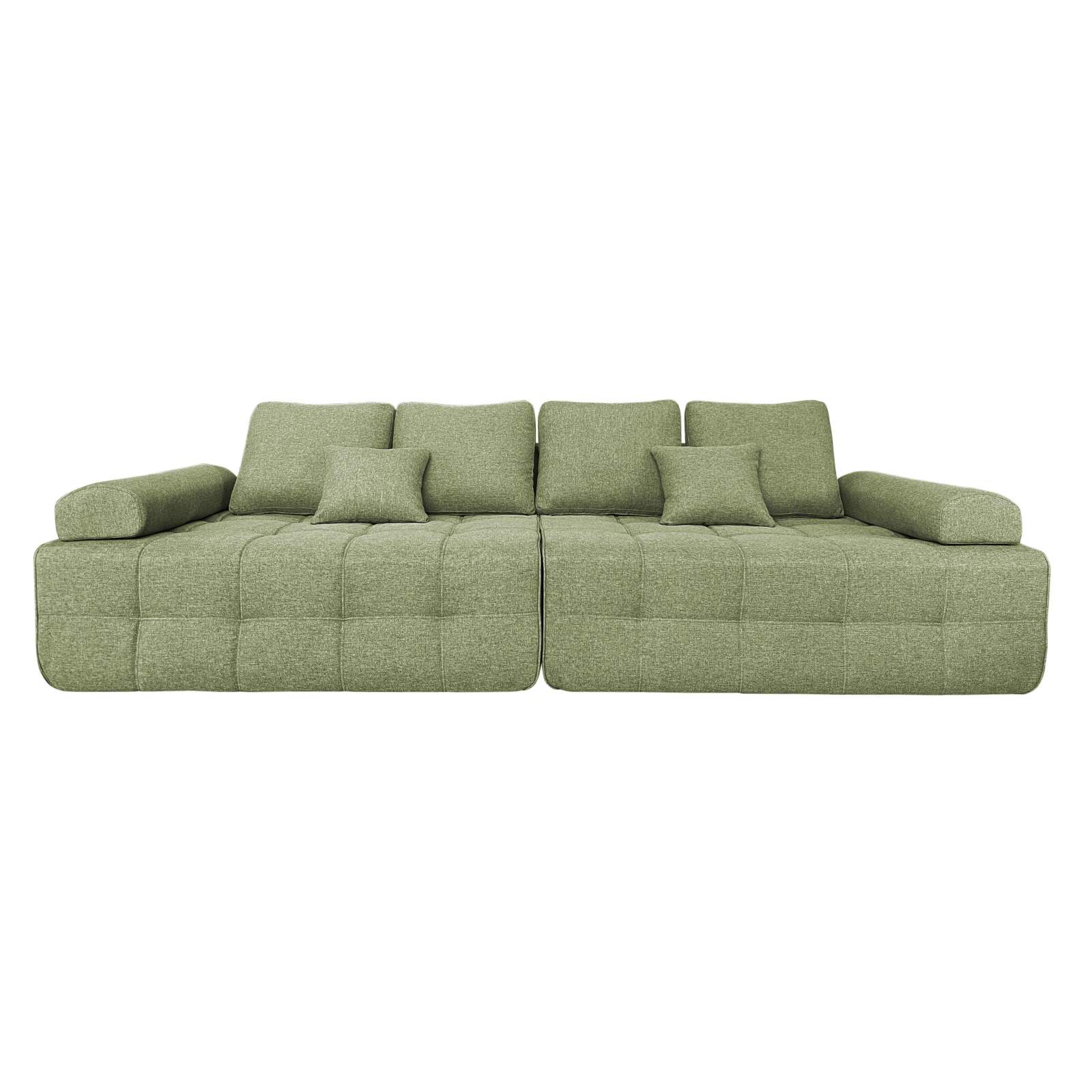 Canapé 4 places en tissu avec coussins 