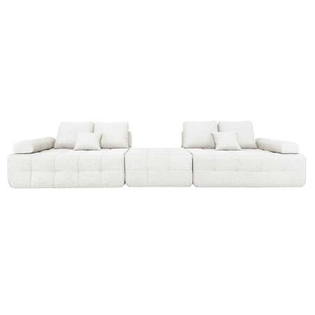 Canapé 4 places en tissu avec pouf et coussins (3/8)
