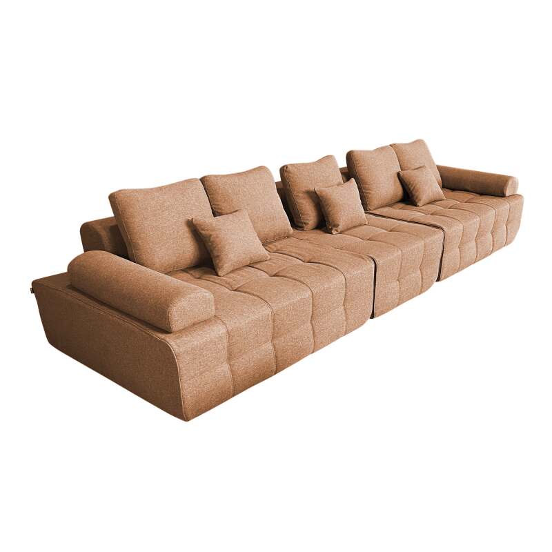 Canapé 5 places en tissu avec coussins 