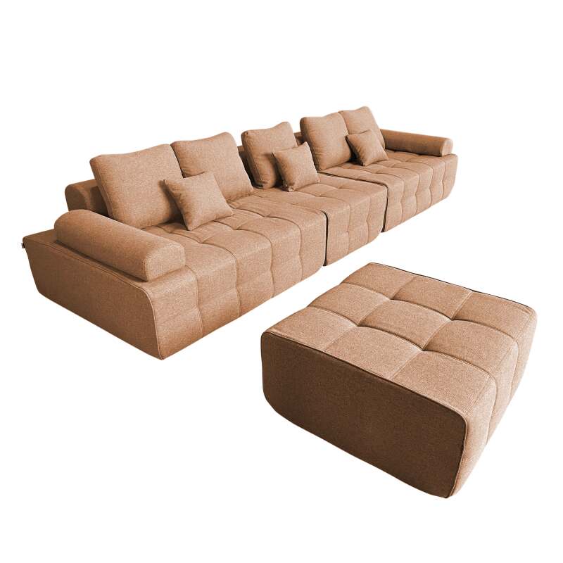 Canapé 5 places en tissu avec pouf et coussins  (3/8)