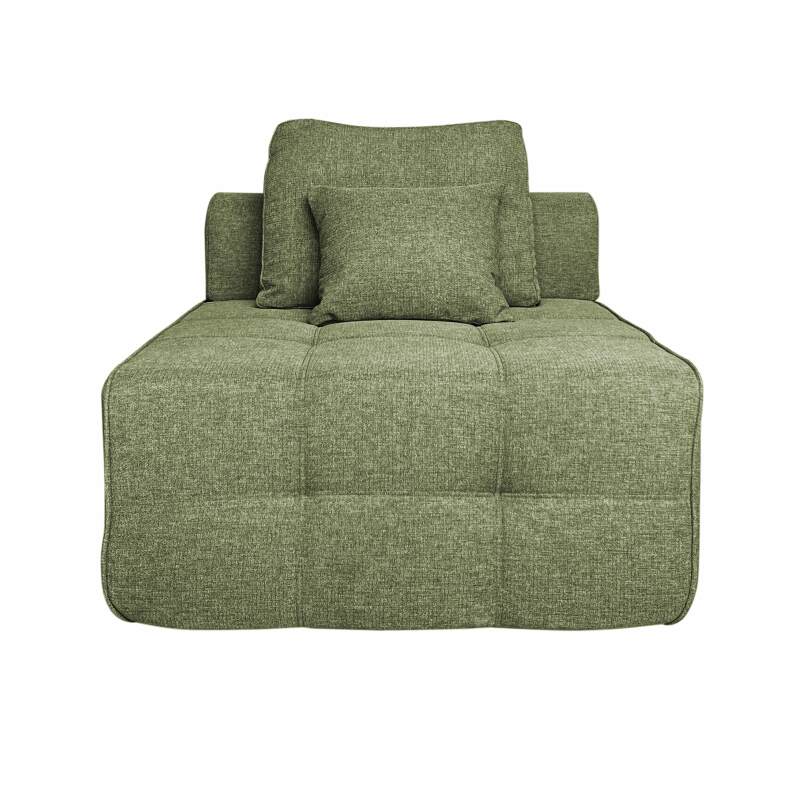 Canapé 5 places en tissu avec pouf et coussins