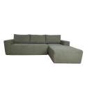 Canapé d'angle 4 places en tissu bouclette avec méridienne droite et coussins