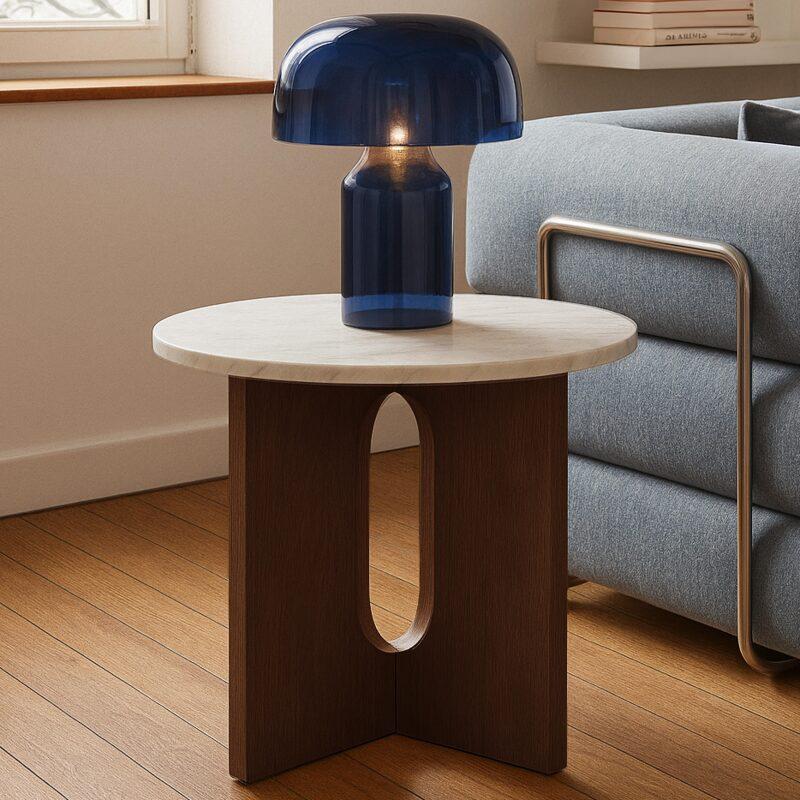 Table basse effet marbre ronde Ø50 x 40 cm