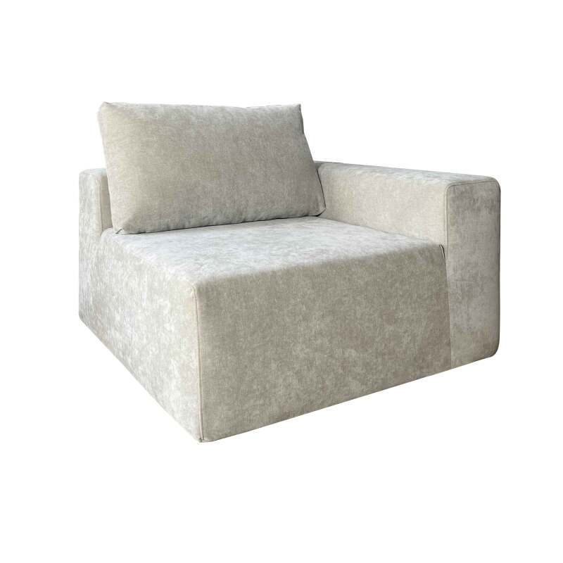 Module gauche 1 place pour canapé en tissu avec coussins 