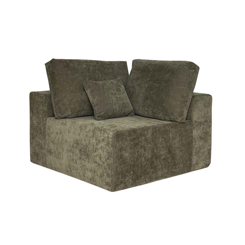 Module droit 1 place pour canapé en tissu avec coussins 